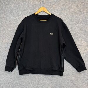 BEIS Sweatshirt Mens Medium Heavyweight Logo Relaxed Side Zip Terry Black
